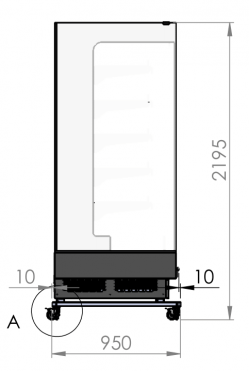 Schéma vitrine réfrigérée verticale 1m30 à louer